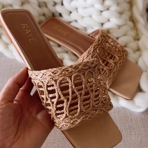 Like new RAYE Tiki Sandal in Natural flat open toe slide - Picture 7 of 8